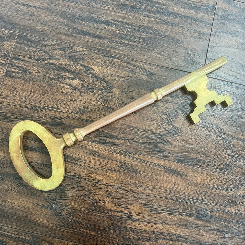 Large Brass Hanging Brass Key Office Decor Huge Key Mid-century Modern Decor
